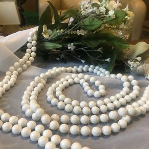 Vintage Long Strand Pearl Flapper Necklace